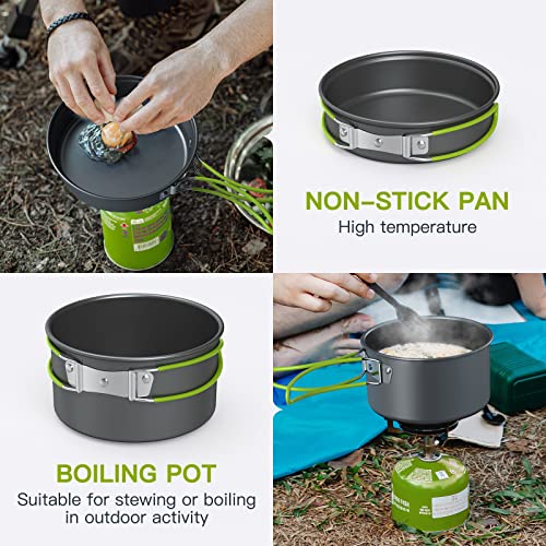 ACAGALA Portable Outdoor Tableware Camping Cookware 2-3 People Multifunctional Portable Cooking Set for Outdoor Stove