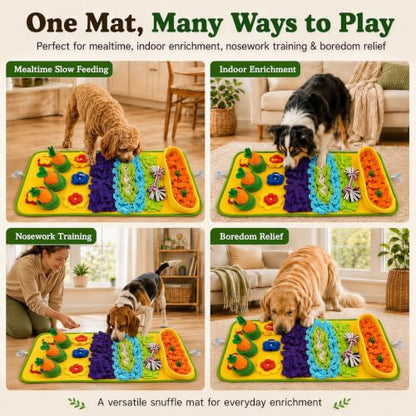 Snuffle Mat for Dogs – Extra Large 32'' x 20'', Washable Slow Feeder Dog Toy, Durable Interactive Dog Puzzle for Mental Stimulation & Nosework Training, with Anti-Slip Suction Cups - color: Blue-Yellow