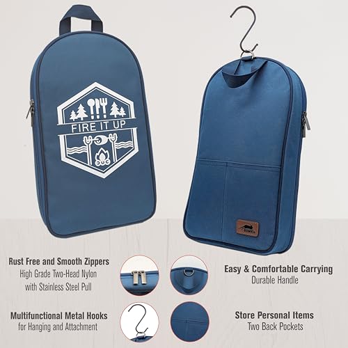 BOMKI Grilling & Camping Cooking Utensils - BBQ & Camp Kitchen Set - Cookware Accessories - Camping Essentials (Blue Pro) - style: Blue Pro