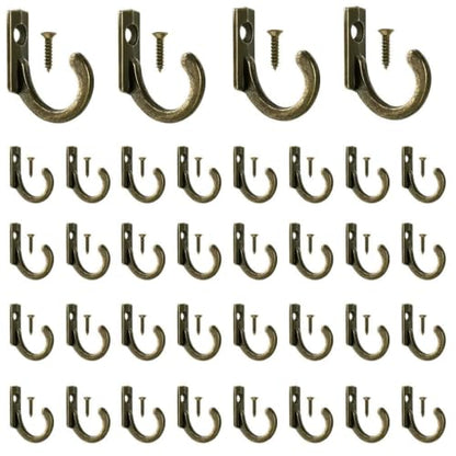 58 Pieces Wall Mounted Hook, Steel Small Coat Hooks, Bronze Single Hanger for Jewelry, Key, Hat, Kitchen Towel Little Hook with Black Screws for Farmhouse Retro Crafting Projects - color: 0.87"×0.59", Bronze
