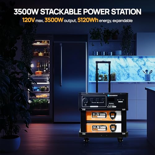 ECO-WORTHY 5120Wh Portable Power Station SL3500 with 4×200W Portable Solar Panels, 120V 3500W AC Output Camping Kit Emergency Backup Home Blackout RV