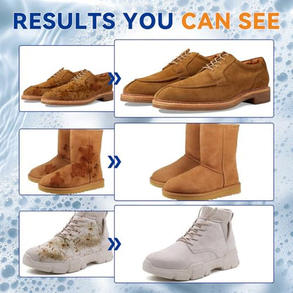 Suede Shoe Cleaner, Professional Shoe Cleaner Removes Stains, Salt, Dirt, Powerful Foam Suede Cleaner Kit for Nubuck, Suede, Knit, Canvas, Boots, Trainer, Suede Fabric of Bags, Furniture, Jacket