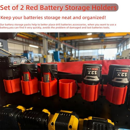 Tool Holders and Battery Holder Compatible Milwaukee M12 12V Wall Mount Plastic Hanger Battery Drill Tool Storage for Shelf Work Van Toolbox with 22 Screws