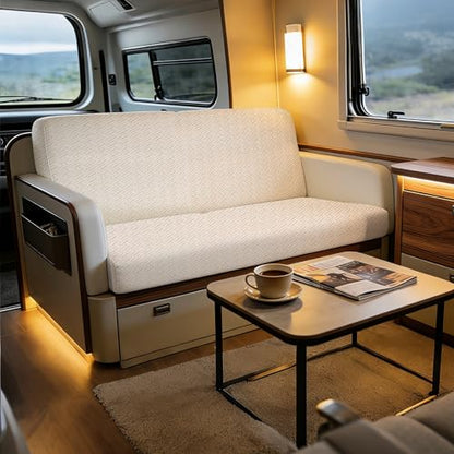 RV Dinette Cushion Covers, 4PCS Woven RV Couch Cover, Camper Cushion Covers, Camper-rv Sofa Cover for Couch, Bench Seat & Dinette Booth Cushions(Lvory White,[39.4" to 49.2"]×[19.7" to 25.6"]) - color: Woven/Lvory White/4pcs