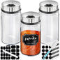 Segarty Spice Jars Set, 3 Pack 6 oz Glass Spice Jar with Labels, Seasoning Bottles Set with 136 Blank Stickers, 1 Chalk Marker, 1 Brush, Salt and Pepper Shakers with Ajustable Holes Lids - size: 7oz / 200ml