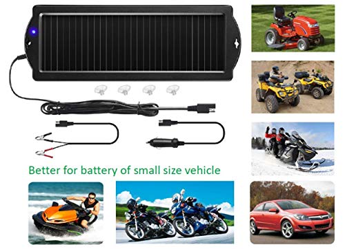 Sunway Solar Car Battery Trickle Charger & Maintainer 12V Solar Panel Power Battery Charger With Cigarette Lighter Plug Battery Clamp For Car Automotive Motorcycle Boat Marine Snowmobile Watercraft RV - size: 1.5W