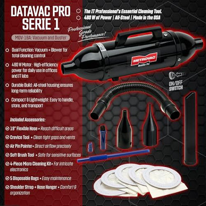 METROVAC Electric DataVac Pro Series | Model MDV-1BA | Computer Vacuum | Blower |Cleaner | Duster | Made in The USA - size: 500 watts Electric