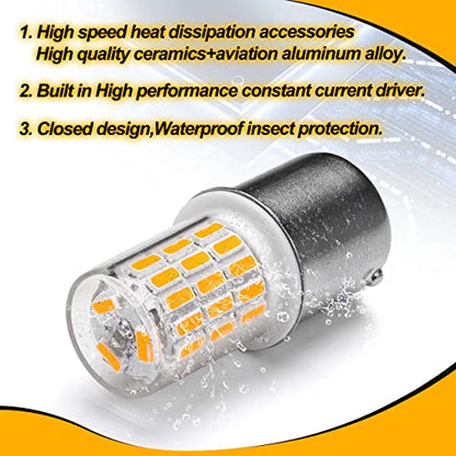 12 Volt 1156 BA15S Amber Yellow 1003 1141 7506 LED Bulbs, DC Bayonet Single Contact Base,AC10-24V DC10-30 volt LED Replacement for Car Truck Motorcycle RV Blinker Turn Signal Lights,Amber Yellow,4Pack - color: 1156 Amber