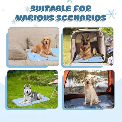 Nuanchu Dog Stroller Cooling Mat, Waterproof Gel Pet Cooling Pad for Summer, Washable Cat Sleeping Blanket, Portable Ice Gel Travel Mat for Cats, Crates, Car Seat(23.62 x 35.43 Inches,Sky Blue Bear) - size: 23.62 x 35.43 Inches, style: Sky Blue Bear