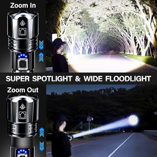 AKNEAR Rechargeable LED Flashlight High Lumens, Super Bright Flashlights with Zoomable & USB C Rechargeable & 5 Light Mode & IPX7 Waterproof, Powerful Flash Light for Home, Hiking, Camping - size: 1 Pack, style: Standard Display