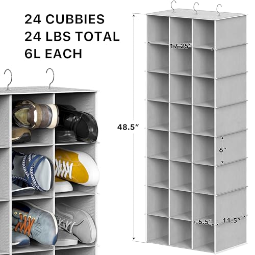 Simple Houseware 24 Section Shelves Hanging Shoes Organizer Holder for Closet, Gray - color: Grey