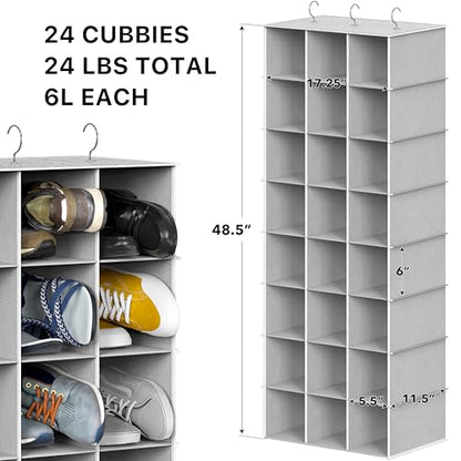 Simple Houseware 24 Section Shelves Hanging Shoes Organizer Holder for Closet, Gray - color: Grey