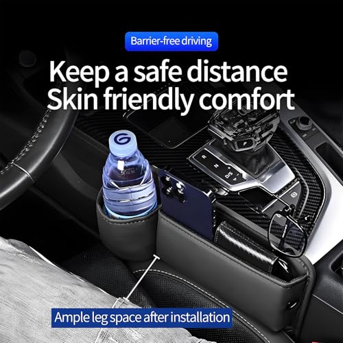 Car Seat Gap Filler Organizer, Universal Premium Leather Seat Organizer with Cup Holder, Seat Gap Storage Box with Bottle Holder, Car Leather Gap Bag Front Center Console Seat (Passenger Side) - size: Passenger Side