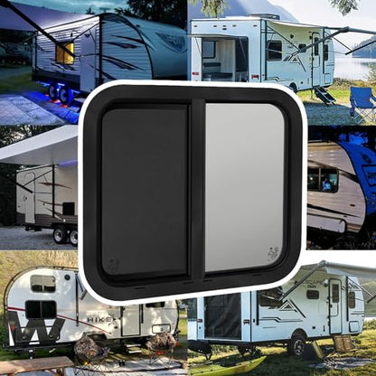 Cargo Trailer Windows,24" W x 20" H RV Windows for Cargo Trailer/Camper/Travel Trailer with Trim Ring,Horizontal Sliding Replacement Fit 15/16" or 1-3/8" Thick Wall,Allow Error 1/16”,DOT Approved - size: 24"W x 20"H