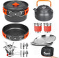 Bisgear Camping Cookware Kettle Backpacking Stove Mess Kit, Camping Pots and Pans Set with Cups Plates Utensils, Camping Kitchen Accessories Cooking Set Survival Gear