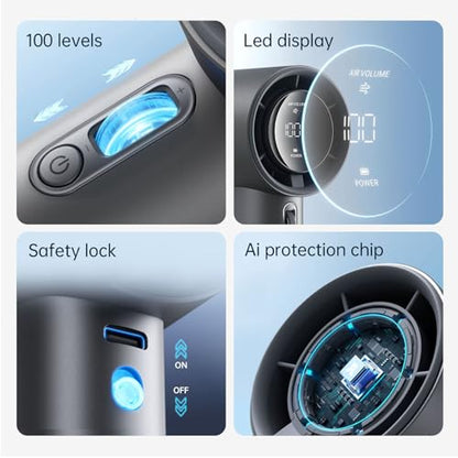 JISULIFE Portable Fan Pro 2026, 40Hrs Max Cooling Personal Handheld Fan with LED Display,Metal Shell,9600RPM Powerful,5000mAh battery,Travel Essentials Gifts for Women, Men-Dark Gray - color: Dark Gray