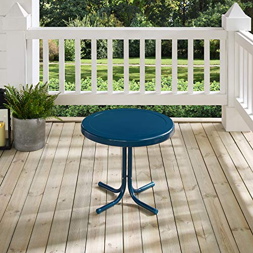Crosley Furniture Griffith Weather Resistant Retro Metal Outdoor Side Table for Patio, Deck, Porch, Navy - color: Navy