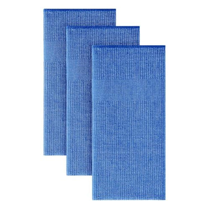 Homaxy Premium Kitchen Towels(18”x 28”, 3 Pack), Large Cotton Kitchen Hand Towels, Flat and Terry Dish Towels, 380 GSM Highly Absorbent Tea Towel Set with Hanging Loop, Blueberry - color: Blueberry, style: 3-pack