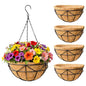 EIMQUVW 14 Inch Coconut Fiber Hanging Planter 4 Packs Durable Metal Hanging Baskets with Chains Outdoor Wire Pot for Spring and Summer Front Porch Garden Decoration - size: 14 Inch, style: Geometric