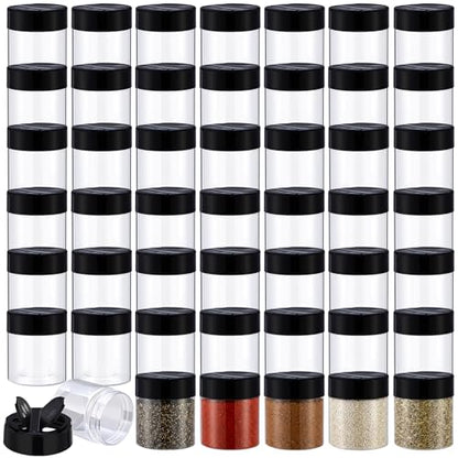 50 Pack 4 oz Spice Jars Plastic Clear Empty Bottles with Shaker Lids Bulk Reusable Seasoning Containers for Herbs Spices Powders Glitter - size: 4 oz
