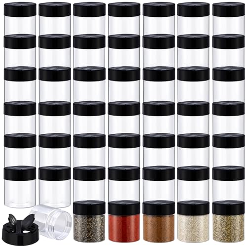 50 Pack 4 oz Spice Jars Plastic Clear Empty Bottles with Shaker Lids Bulk Reusable Seasoning Containers for Herbs Spices Powders Glitter - size: 4 oz