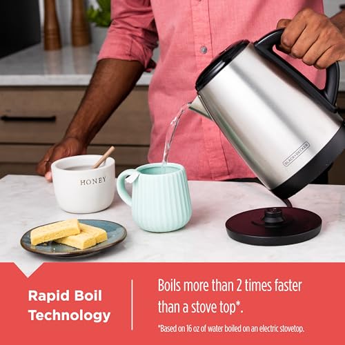 BLACK+DECKER 1.7L Cordless Electric Kettle,KE1700SD,Rapid Boil,Auto Shutoff,Stainless Steel,(Pack of 2) - size: 1.8 Quarts (Pack of 2)