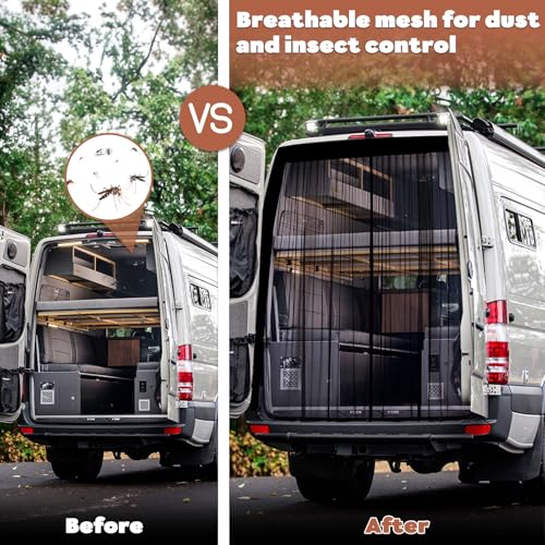 XCBYT Van Bug Screen | Magnetic Closure Bug Screen for Camping | Van Life Essentials | Universal Fit for RAM ProMaster & Ford Transit High Roof Rear Doors (79” H x 67” W) - size: Rear Door-Extra Large (79" H × 67" W)
