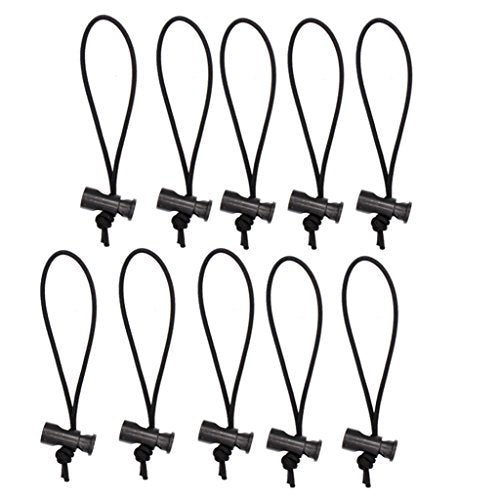 Foto&Tech Multipurpose Extra Thick Elastic Cable Tie and Organizer, Adjustable Cable Strap Toggle Tie, Reusable Tangle Tamer, Cable Management for Cord and Cable (10x 16CM, Black) - color: Black, size: 10 x 16 CM
