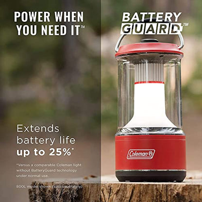 Coleman 1000 Lumens LED Water-Resistant Outdoor Camping Light Lantern with 4 Lighting Modes, and BatteryGuard Protection Technology, Green (2 Pack)