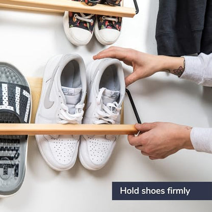 Wall Mounted Shoe Rack - A Wooden, Modern, Slim, and Small Shoe Storage Solution for Shoes and Boots in Narrow Spaces, entryways, or hallways. (30-in-Wide, Pack of 2) - size: 30-in-wide (Pack of 2)