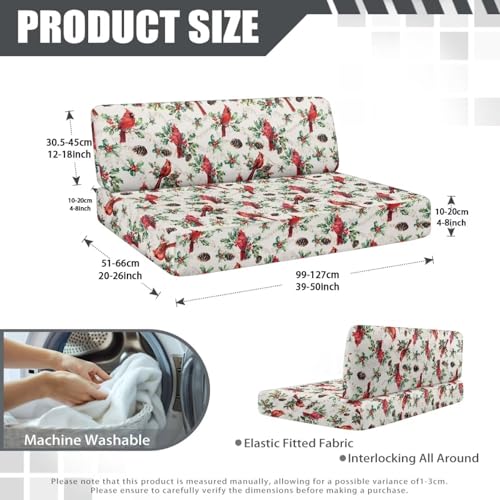 SEANATIVE Cardinal Birds RV Sofa Split Seat Cover 2-Piece Set Dinette Cushion Covers Replacement Camper Couch Cover Sofa Seat Cushion Slipcovers Dust Proof Bench Slip Cover Rectangle - color: Cardinal Birds