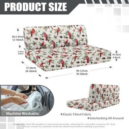 SEANATIVE Cardinal Birds RV Sofa Split Seat Cover 2-Piece Set Dinette Cushion Covers Replacement Camper Couch Cover Sofa Seat Cushion Slipcovers Dust Proof Bench Slip Cover Rectangle - color: Cardinal Birds