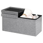 Folding Storage Ottoman w/Flipping Lid, End of Bed Bench, Fabric Shoe Bench w/Padded Seat, Upholstered Foot Rest Stool, Storage Box for Living Room, Bedroom, Entryway (Silver)