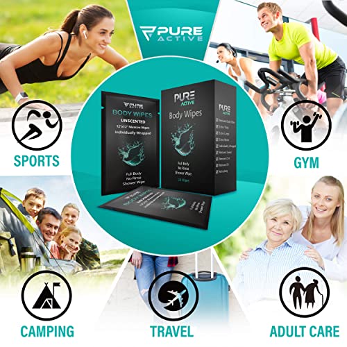 Shower Body Wipes 12"x12", 40 Individually Wrapped Personal Hygiene Body Wipes for Women and Men, Keep Clean After Gym Travel Camping Outdoors Sports, Unscented - style: 40 Wipes 12x12 inch