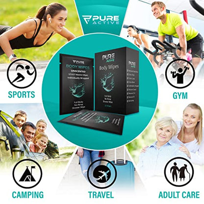 Shower Body Wipes 12"x12", 40 Individually Wrapped Personal Hygiene Body Wipes for Women and Men, Keep Clean After Gym Travel Camping Outdoors Sports, Unscented - style: 40 Wipes 12x12 inch