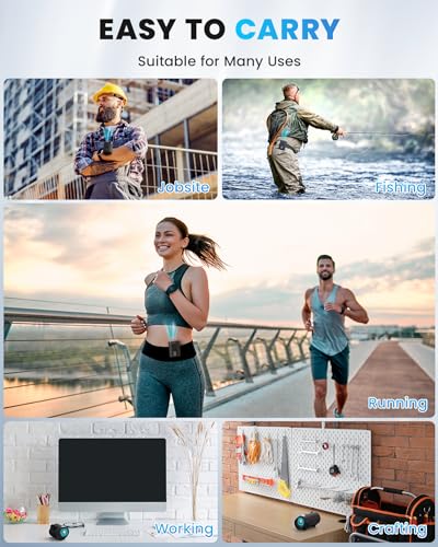 Portable Fan, Personal Rechargeable Mini Waist Fan, 3000 mAh Battery Operated, Max 24H Working Time, 4 Speeds Clip Belt fan for Outdoor, Indoor, Jobsite, Traveling, Gifts for Men - Black