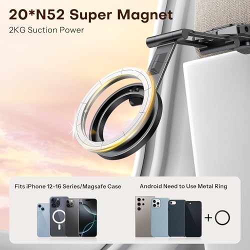 OMOTON TP02 360° Rotating for MagSafe Tripod, Aluminum Magnetic Phone Tripod for iPhone 17/16/15 Pro Max Air Women Men, Foldable Cell Phone Stand Fits Vlog, Gym, Travel Essentials Accessories Gift - color: 1-Black