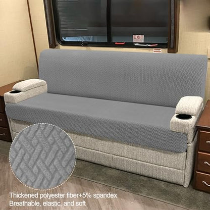 RV Couch Covers for Sofa Bed - 2-Piece Stretchable Backrest & Seat Covers for Jackknife Sleeper Sofas (Grey) - color: Grey