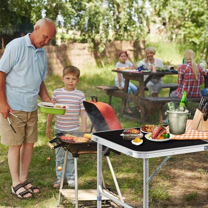 3.0 Ft Folding Portable Camping Table with Adjustable Height Legs, RV Dining Tables, Grill, DJ, BBQ, Dining, Picnic, Cooking, Beach, Garden, Black - color: Black, size: 3 FT