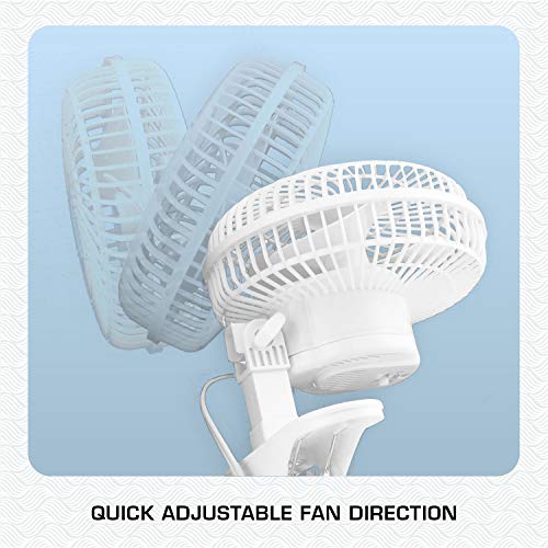 Hurricane Classic 6 Inch Clip Fan, 2 Speed Portable Desk Table Fan with Tilt, White - style: 6" Classic Clip Fan