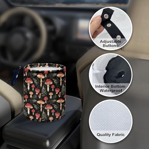 Renewold Waterproof Car Trash Can Garbage Can Trash Bin Car Trash Hanging Vehicles Boat Camping Picnic Storage Organizer Bag Red Mushroom Leaves Foldable Automotive Accessories Women Men Gift - color: Red Mushroom Leaves
