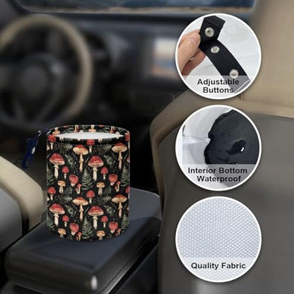 Renewold Waterproof Car Trash Can Garbage Can Trash Bin Car Trash Hanging Vehicles Boat Camping Picnic Storage Organizer Bag Red Mushroom Leaves Foldable Automotive Accessories Women Men Gift - color: Red Mushroom Leaves