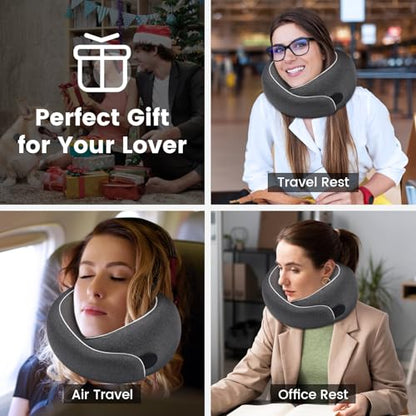 Neck Pillow Airplane,100% Pure Memory FoamTravel Neck Pillow Travel Neck Support Ergonomic &Portable Design Best for Sleeping Plane Car Train Office Flight