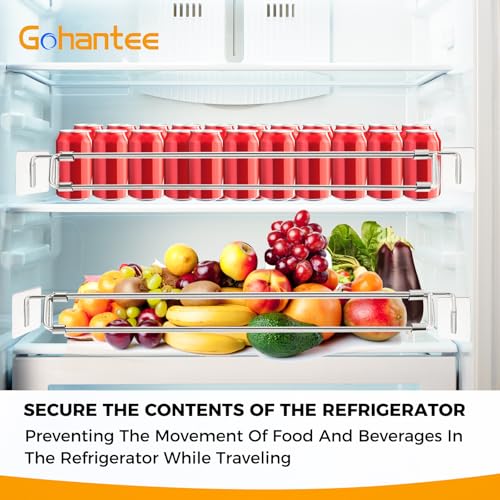 Rv Refrigerator Bars 12.5-22.3" Adjustable Stainless Steel RV Fridge Tension Rods Fridge Accessories Prevent Spills for Camper Travel Kitchen Medicine Cabinets Bookshelf
