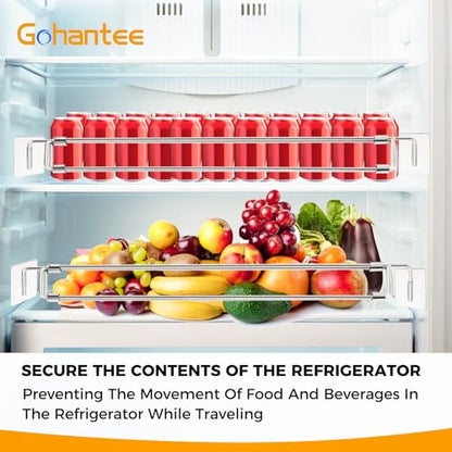 Rv Refrigerator Bars 12.5-22.3" Adjustable Stainless Steel RV Fridge Tension Rods Fridge Accessories Prevent Spills for Camper Travel Kitchen Medicine Cabinets Bookshelf