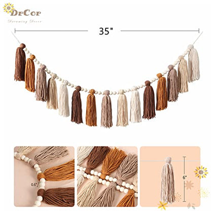 DrCor Boho Terracotta Rainbow Brown Tassel Garland – Classroom Decor for Teachers, Bulletin Board Decorations, Back to School Wall Hanging for Nursery, Kids Room, Baby Shower & Party Decor