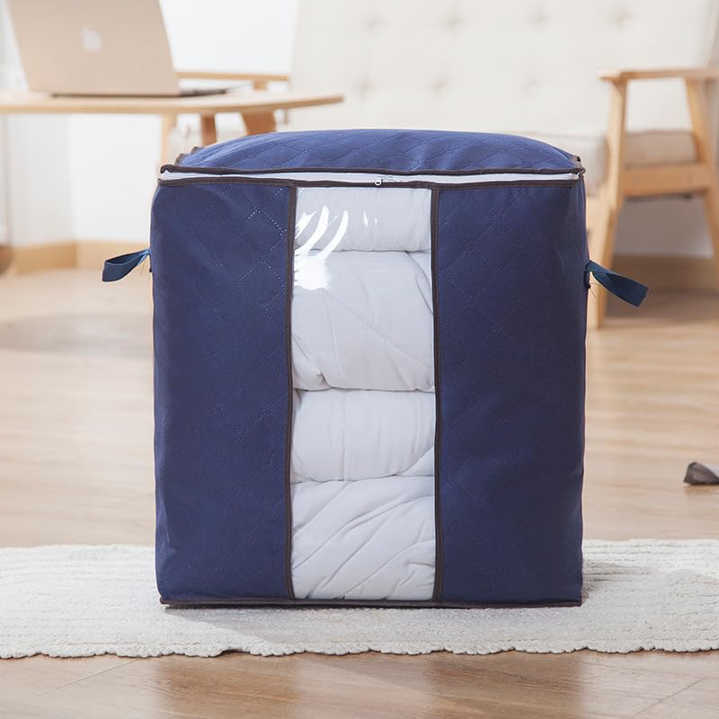 Heavy-Duty Storage Bags with Zipper Waterproof Moving & Travel Storage Organizers Foldable Reinforced Handles for Clothes, Bedding,Blankets Space-Saving