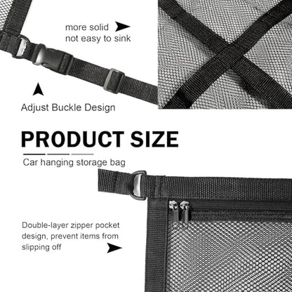 Upgrade Car Ceiling Cargo Net Pocket, 31.5" x 20.87" Strong Load Car Roof Storage Organizer, Double-Layer Mesh Camping Overlanding Gear Must Haves Cargo Net, Universal Road Trip Accessories
