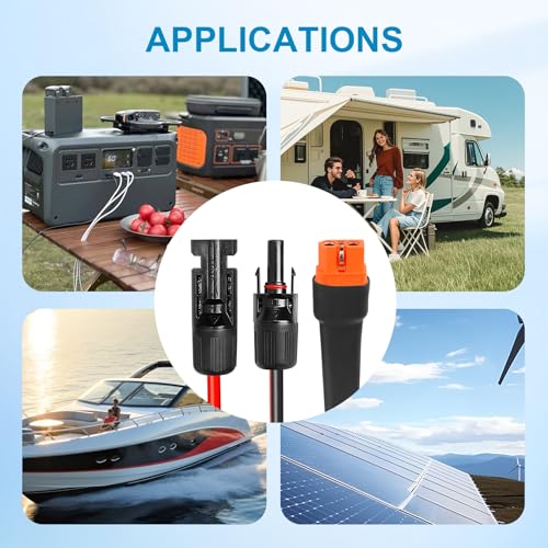 10AWG 5FT Solar to XT60i Extension Cable 3 6 10 35 50 75 100FT Heavy Duty Adapter Cable Connector XT60i Wire for Portable Power Station, Solar Panel, RV, Battery - size: 5FT