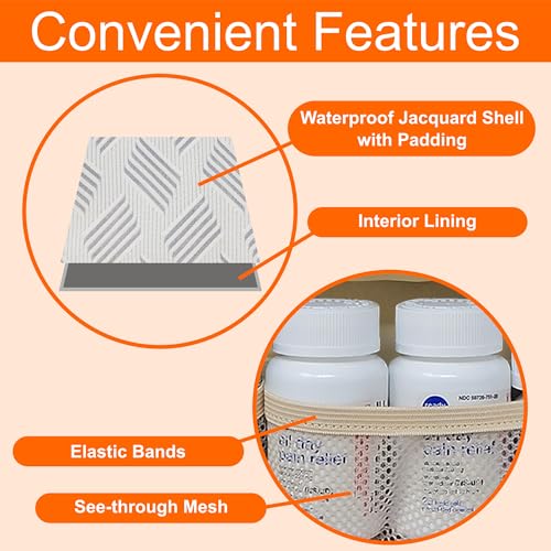 Medium Travel Pill Bottle Organizer, Slim Medicine Bag, Carrier for Medications and Medical Supplies - Jacquard Gray - color: - M Jacquard Gray